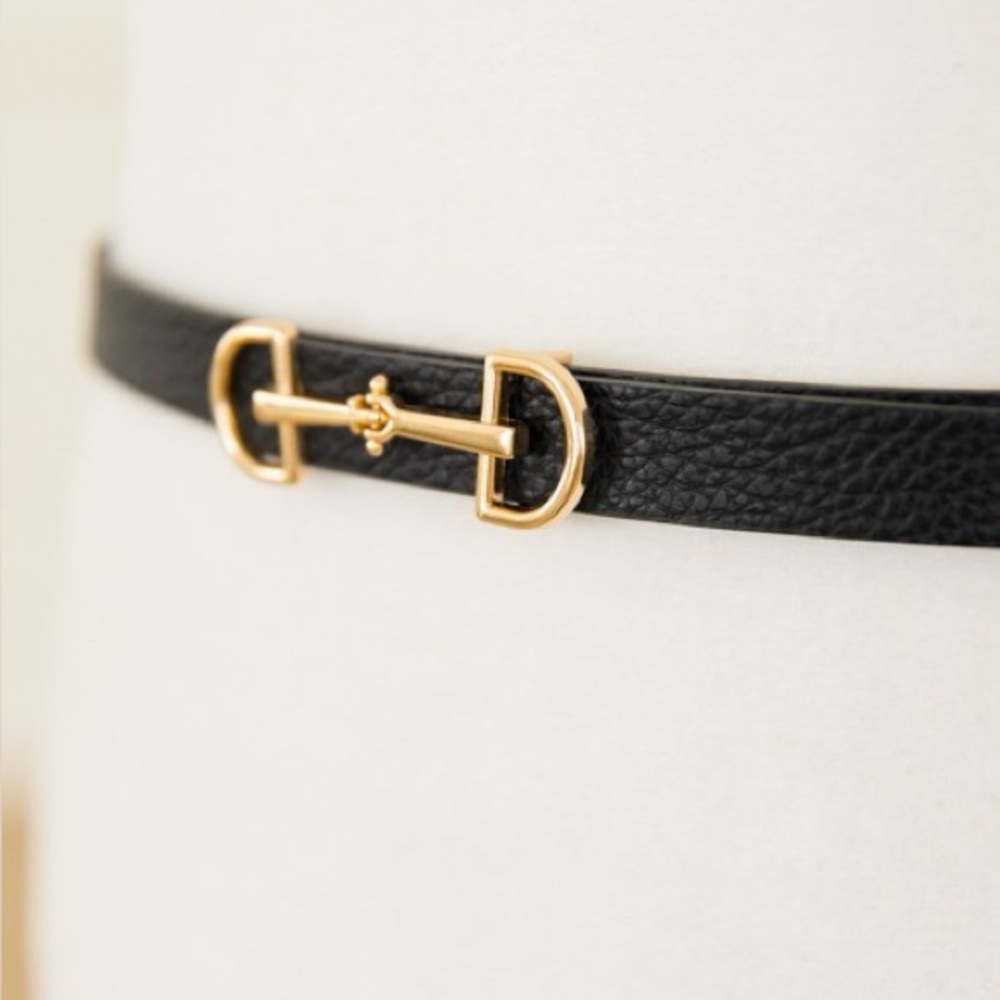 Slim Horsebit Belt, Black - Picture 1 of 4